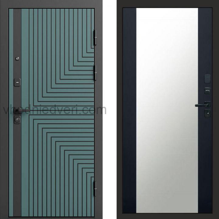 Входная дверь Termo-door Квантум velutto verde - Зеркало Черный кварц+тонировка