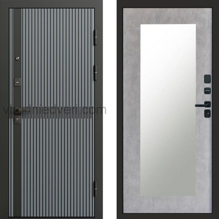 Входная дверь Termo-door Граунд Грей - Зеркало триумф Бетон светлый