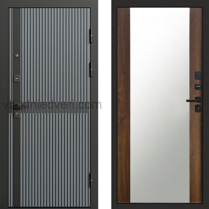 Входная дверь Termo-door Граунд Грей - Зеркало Дуб