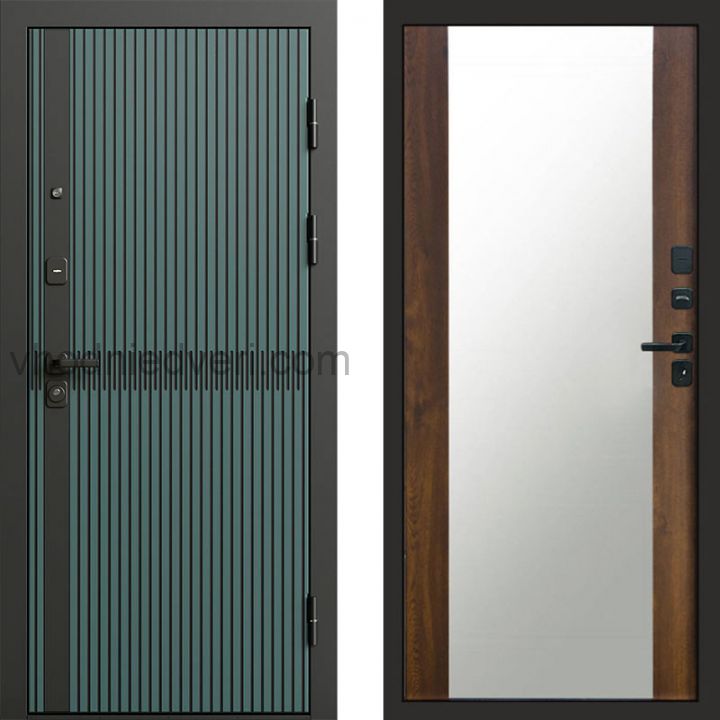 Входная дверь Termo-door Граунд velutto verde - Зеркало Дуб