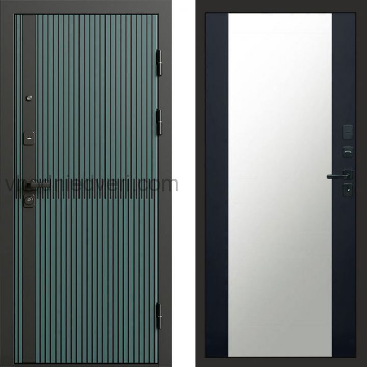 Входная дверь Termo-door Граунд velutto verde - Зеркало Черный кварц+тонировка
