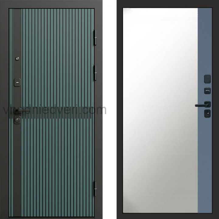 Входная дверь Termo-door Граунд velutto verde - Широкое Зеркало Фацет Грей софт