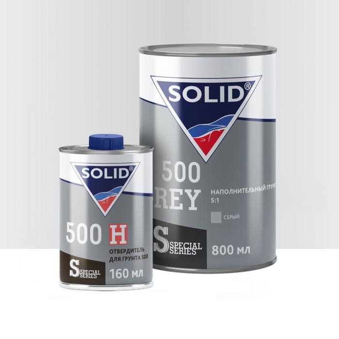 Solid 500 GREY 2К Грунт наполнительный 5+1, цвет: серый, с отвердителем, 800мл. + 160мл.