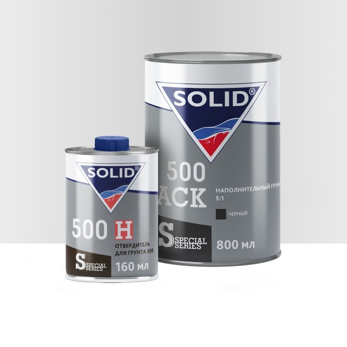 Solid 500 BLACK 2К Грунт наполнительный 5+1, цвет: черный, с отвердителем, 800мл. + 160мл.