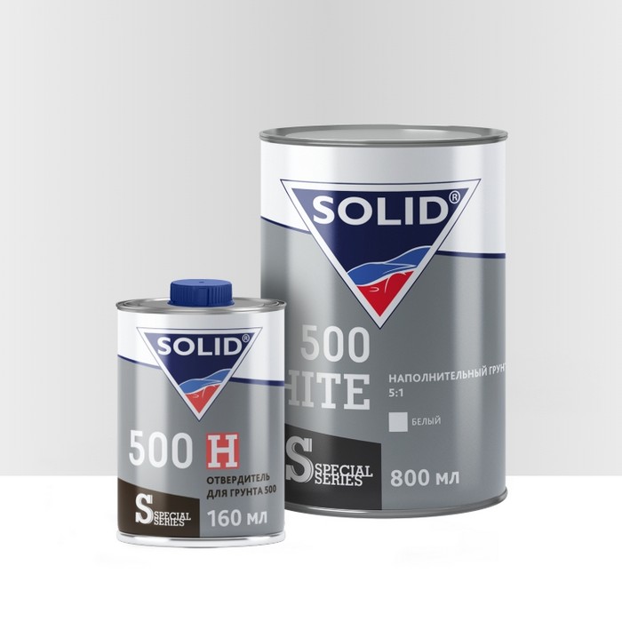 Solid 500 WHITE 2К Грунт наполнительный 5+1, цвет: белый, с отвердителем, 800мл. + 160мл.
