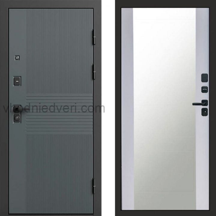 Входная дверь Termo-door Селект Графит - Зеркало Белый софт