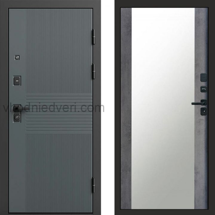 Входная дверь Termo-door Селект Графит - Зеркало Бетон темный