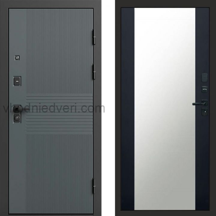 Входная дверь Termo-door Селект Графит - Зеркало Черный кварц+тонировка
