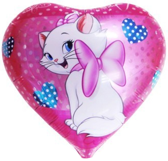 Сердце Кошечка 1 шар фольгированный с гелием
