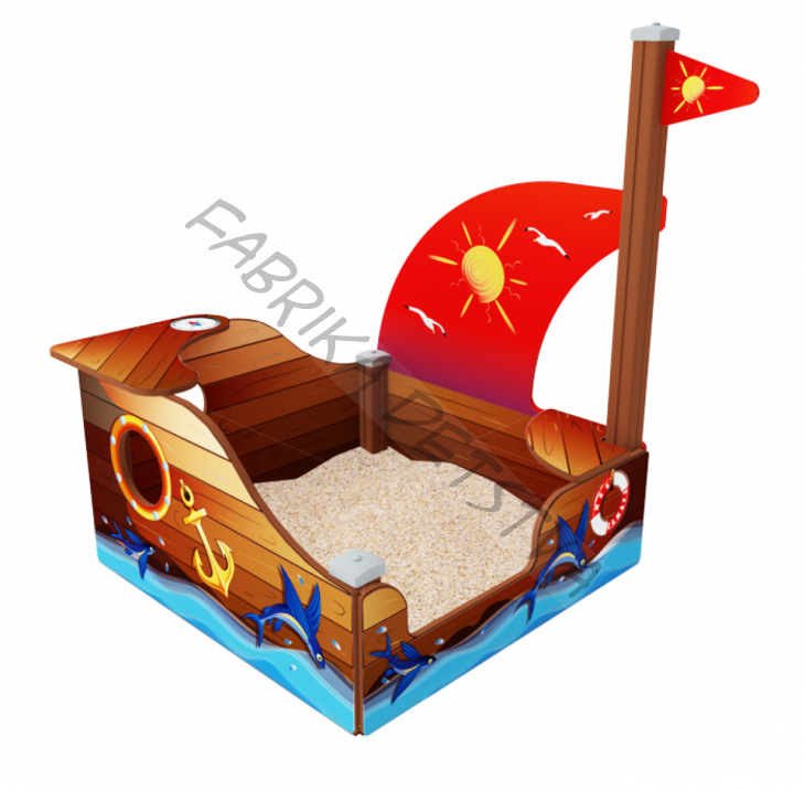 Песочница Кораблик с парусом                                           1600х1300х1500	 - 	ИО 07-518