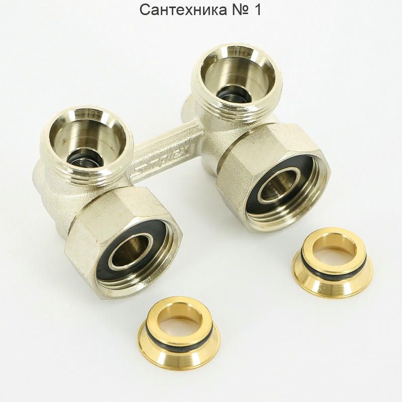 Узел угловой Standard Line E2/50 НВ 3/4" ЕК х 3/4" ЕК радиаторный со встроенными кранами и адаптерами Simplex