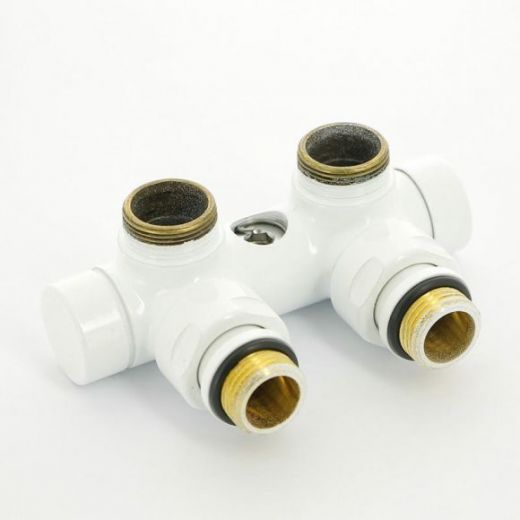 Узел ручной угловой 1/2" х 24-19 с запорным клапаном, белый Carlo Poletti