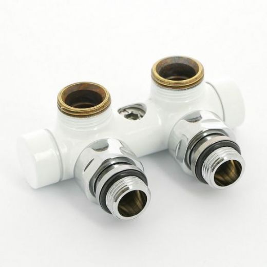 Узел ручной угловой 1/2" х 3/4" ЕК с запорным клапаном, белый Carlo Poletti