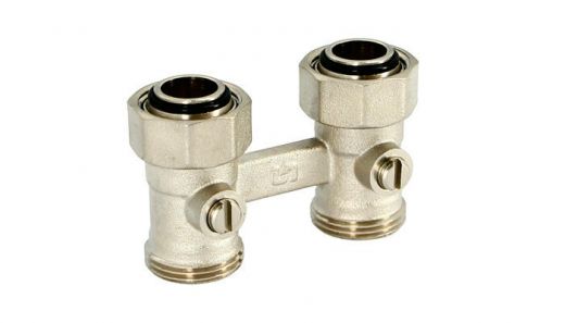 Узел прямой НВ 3/4" EK х 3/4" EK радиаторный со встроенными вентилями Uni-fitt