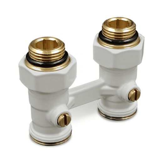 Прямой Н-образный клапан для нижнего подключения 3/4" х 1/2", белый PrimoClima