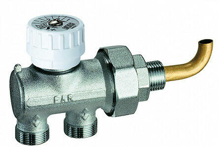 Узел нижнего подключения с изогнутым зондом для 2 панельных радиаторов FAR