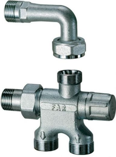 Узел с запорно-балансировочным клапаном для бокового подключения для однотрубных системе 1/2" FAR