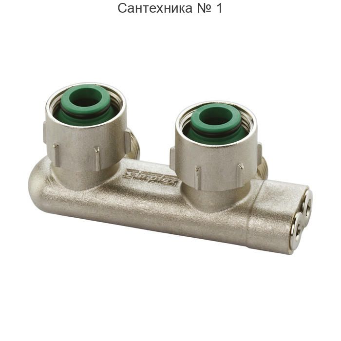 Узел угловой перекрёстный E2/50 НВ 3/4" х 3/4" ЕК радиаторный со встроенными вентилями и адаптерами Simplex
