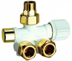 Узел нижнего подключения 1/2" М24х19, белый, золото FAR