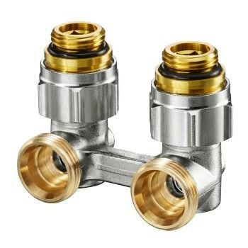 Узел Multiflex F ZB 3/4" х 1/2"НР, угловой, никелированный Oventrop