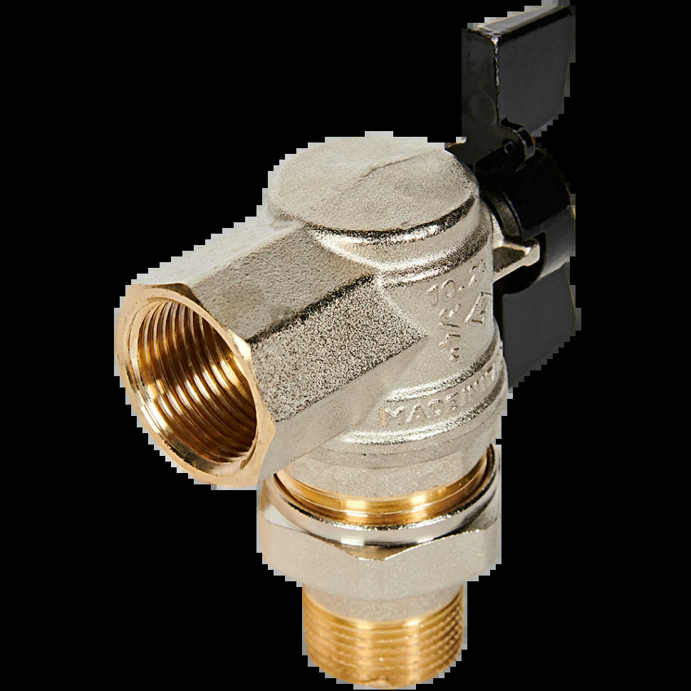 Кран шаровой с разъемным соединением угловой НВ 3/4 бабочка OREGON серия 594 полный проход Bugatti