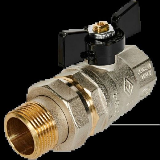 Кран шаровой с разъемным соединением НВ 1" бабочка OREGON серия 322 полный проход Bugatti