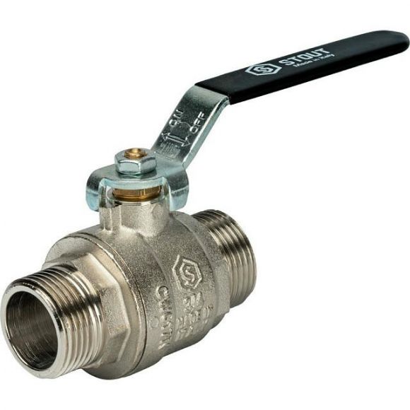 Кран шаровой полнопроходной НР/НР 3/4, ручка рычаг STOUT