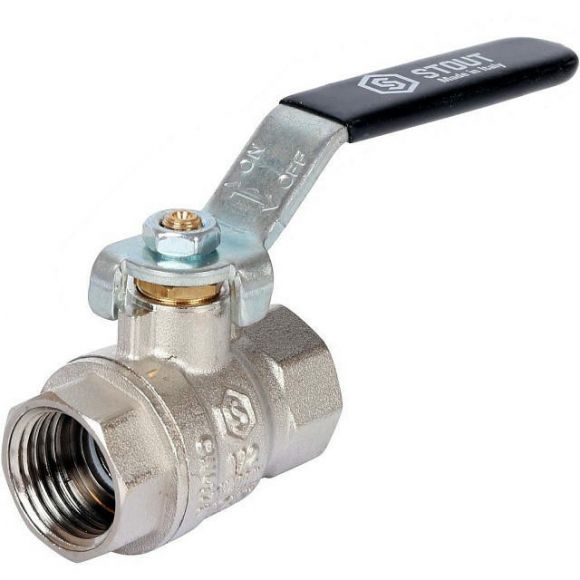 Кран шаровой стандартнопроходной ВР/ВР 1/2, ручка рычаг STOUT