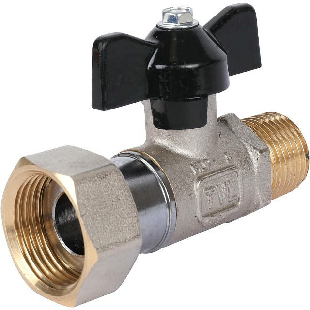 Кран шаровой с накидной гайкой НР 1/2х3/4, ручка бабочка STOUT