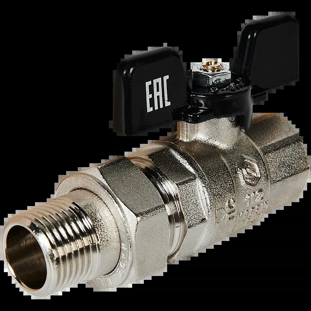 Кран шаровой полнопроходной с американкой ВР/НР 1/2, бабочка STOUT