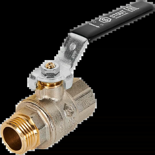 Кран шаровой полнопроходной ВР/НР 1/2, рычаг STOUT