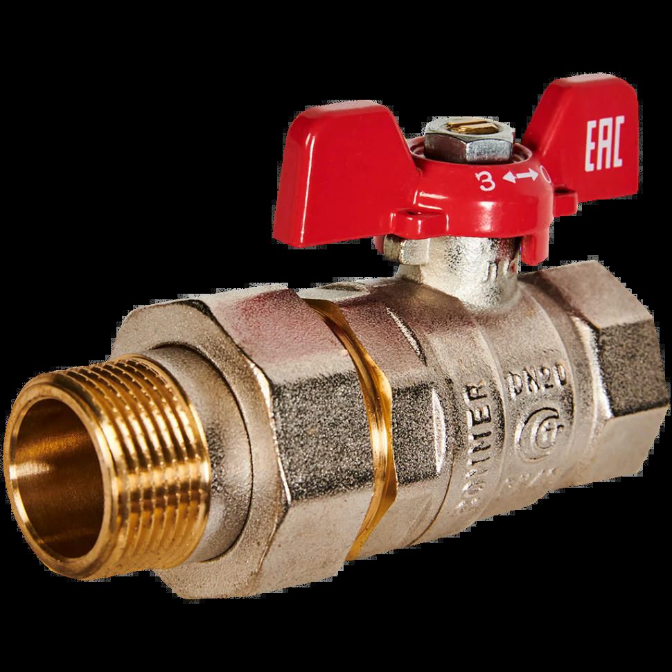 Кран шаровой с американкой ВР/НР 3/4", бабочка ROMMER