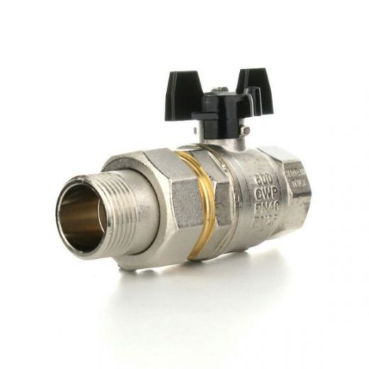 Кран шаровой Strong T НВ 1" с накидной гайкой, бабочка ELSEN