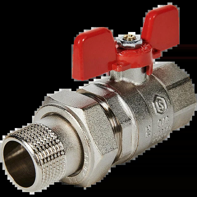 Кран шаровой полнопроходной с американкой ВР/НР 3/4, бабочка EPDM STOUT