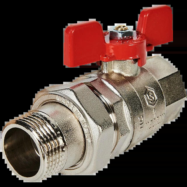 Кран шаровой полнопроходной с американкой ВР/НР 1, бабочка EPDM STOUT