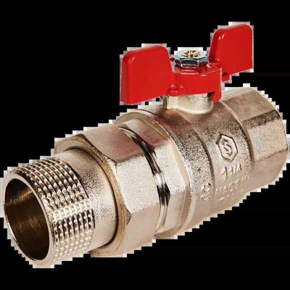 Кран шаровой полнопроходной с американкой ВР/НР 1 1/4, бабочка EPDM STOUT