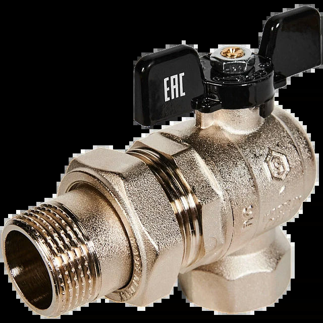 Кран шаровой полнопроходной угловой с американкой ВР/НР 1, бабочка STOUT