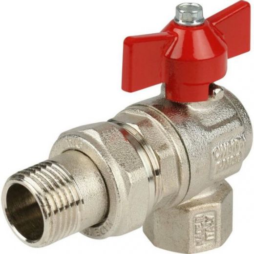 Кран шаровой НВ 1/2" угловой бабочка с разъемным соединением IDEAL Itap