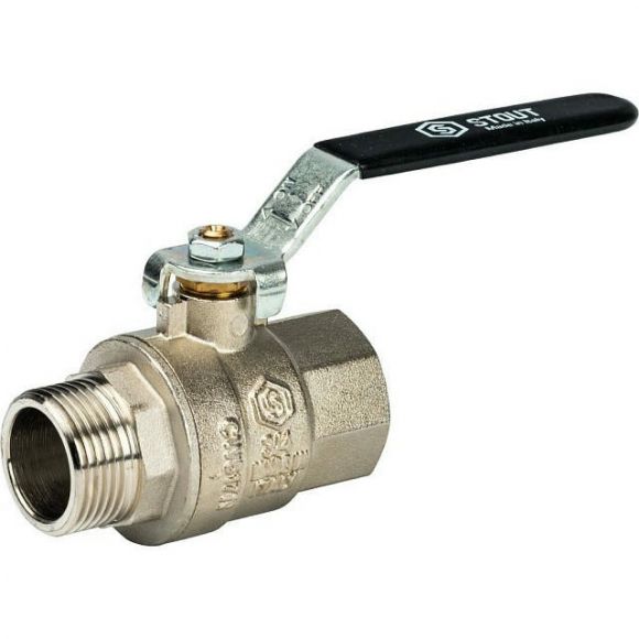 Кран шаровой полнопроходной ВР/НР 3/4, ручка рычаг STOUT