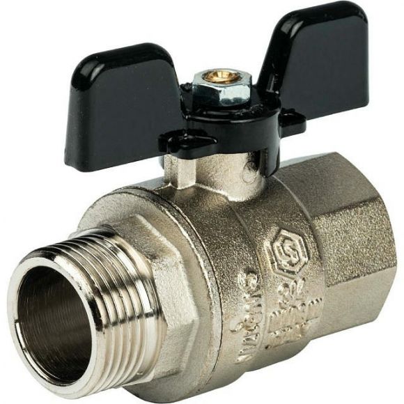 Кран шаровой полнопроходной ВР/НР 3/4, ручка бабочка STOUT