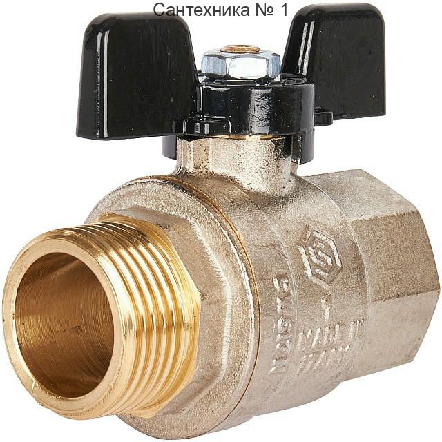 Кран шаровой полнопроходной ВР/НР 1, ручка бабочка STOUT