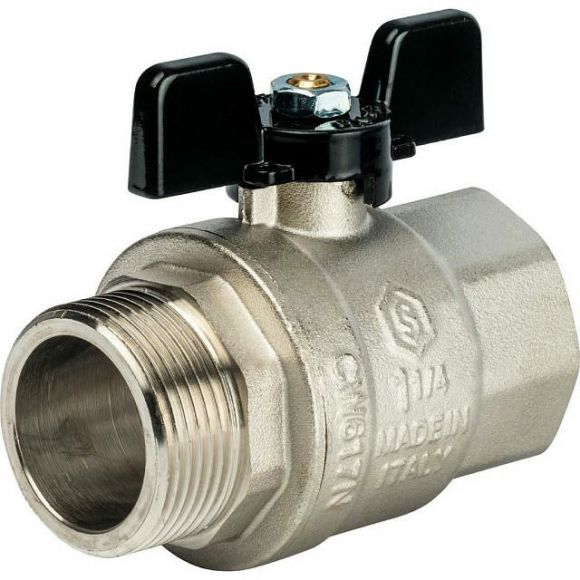 Кран шаровой полнопроходной ВР/НР 1 1/4, ручка бабочка STOUT