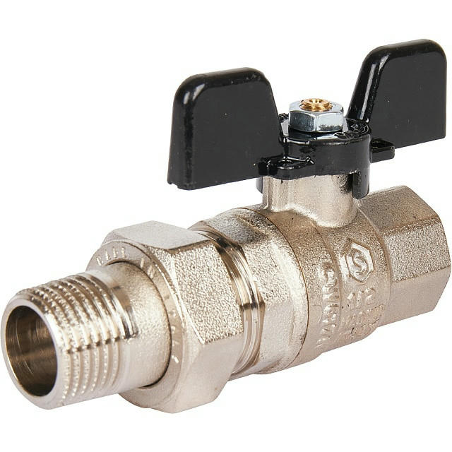 Кран шаровой полнопроходной с американкой ВР/НР 1/2, ручка бабочка STOUT