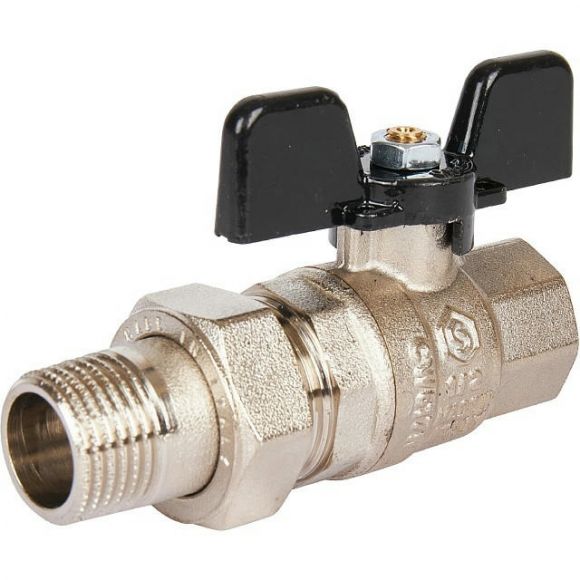 Кран шаровой полнопроходной с американкой ВР/НР 1/2, ручка бабочка STOUT