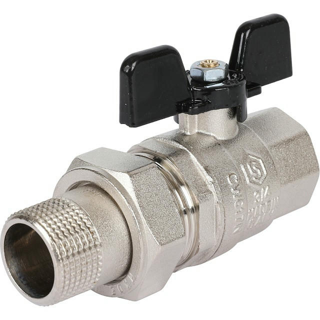 Кран шаровой полнопроходной с американкой ВР/НР 3/4, ручка бабочка STOUT