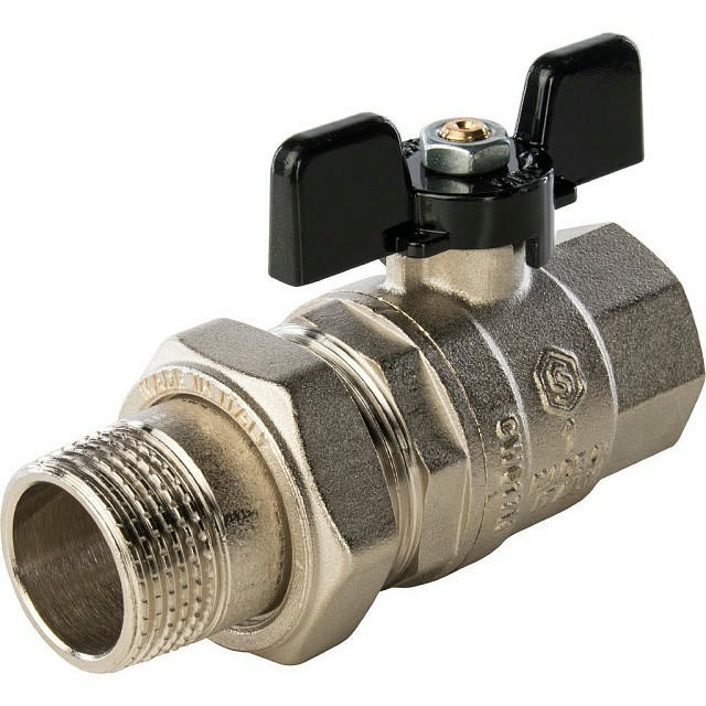 Кран шаровой полнопроходной с американкой ВР/НР 1, ручка бабочка STOUT