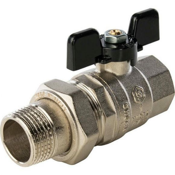 Кран шаровой полнопроходной с американкой ВР/НР 1, ручка бабочка STOUT