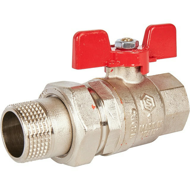 Кран шаровой полнопроходной с американкой ВР/НР 1, ручка бабочка EPDM STOUT