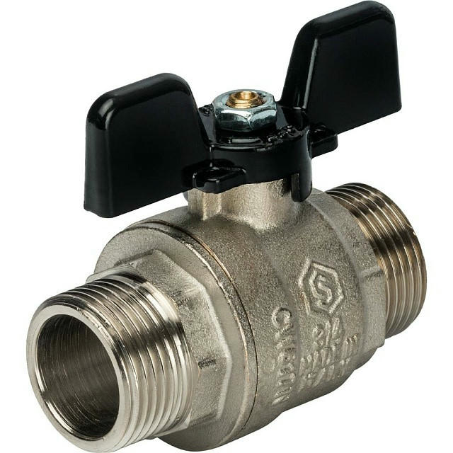 Кран шаровой полнопроходной НР/НР 3/4, ручка бабочка STOUT