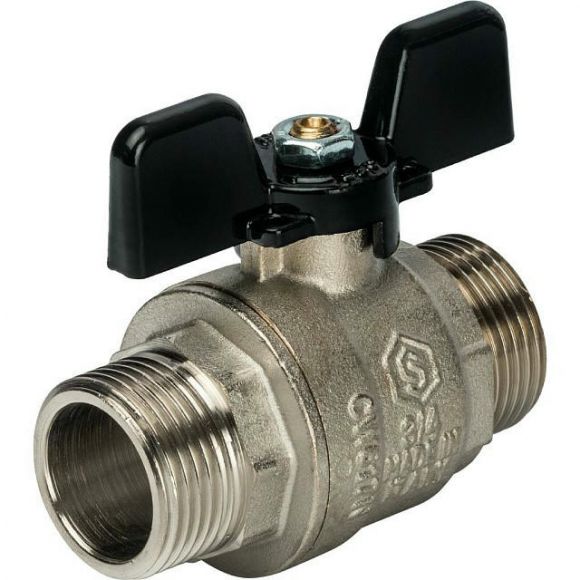 Кран шаровой полнопроходной НР/НР 3/4, ручка бабочка STOUT